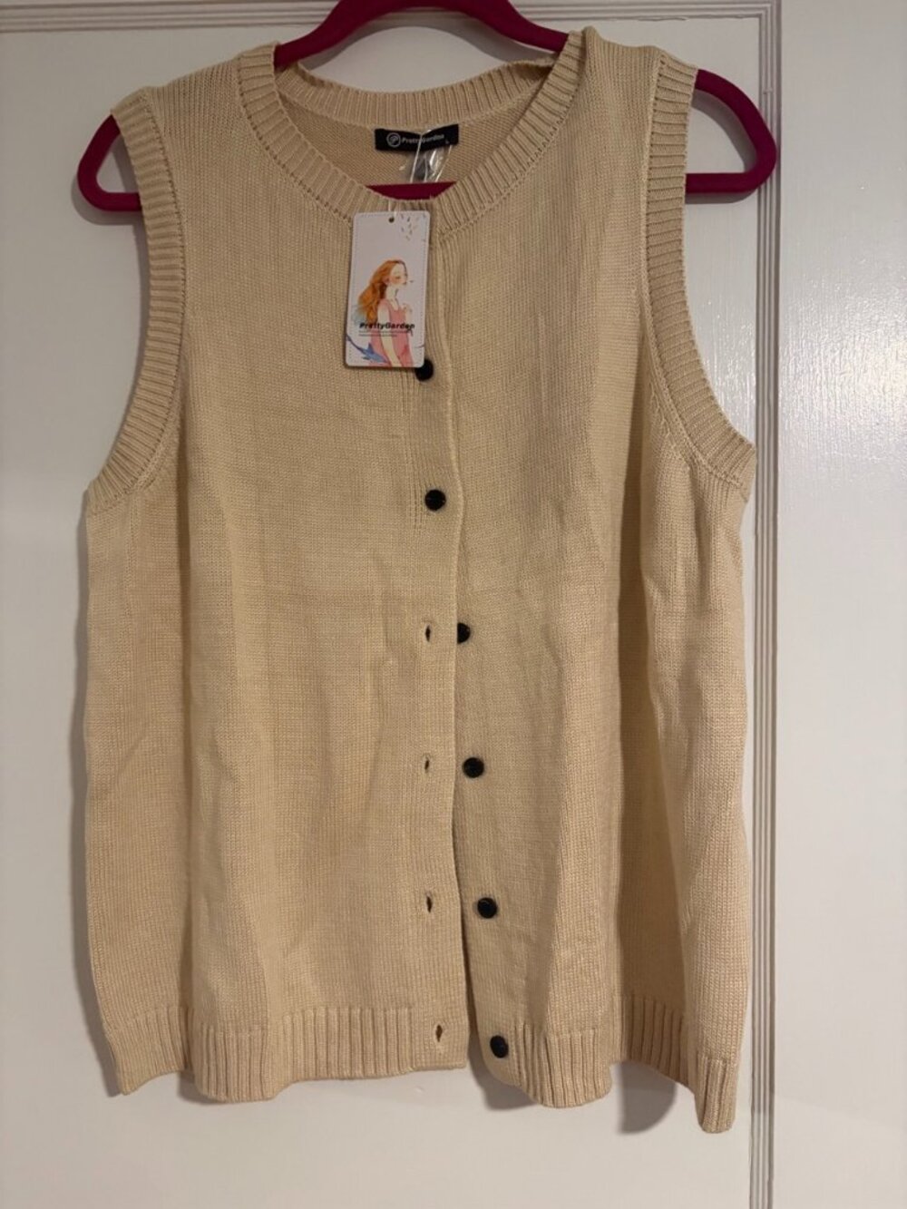 NWT PRETTYGARDEN Button-Up Sweater Vest Size L